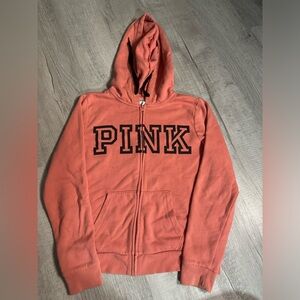Victoria's Secret PINK orange and black zip up hoodie